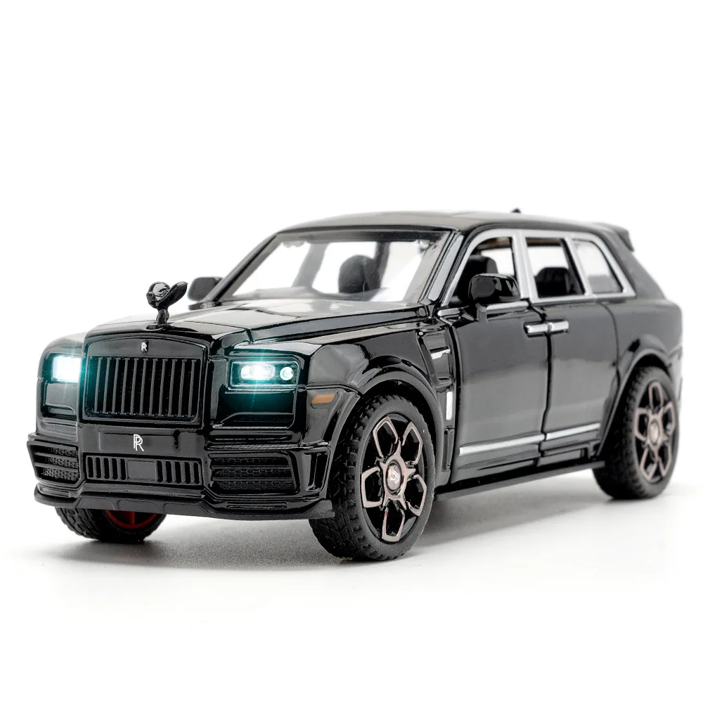 1:36 رولز رويس كولينان سبيكة سيارة نموذج محاكاة دييكاست لعبة معدنية المركبات نموذج الصوت والضوء جمع الأطفال هدية