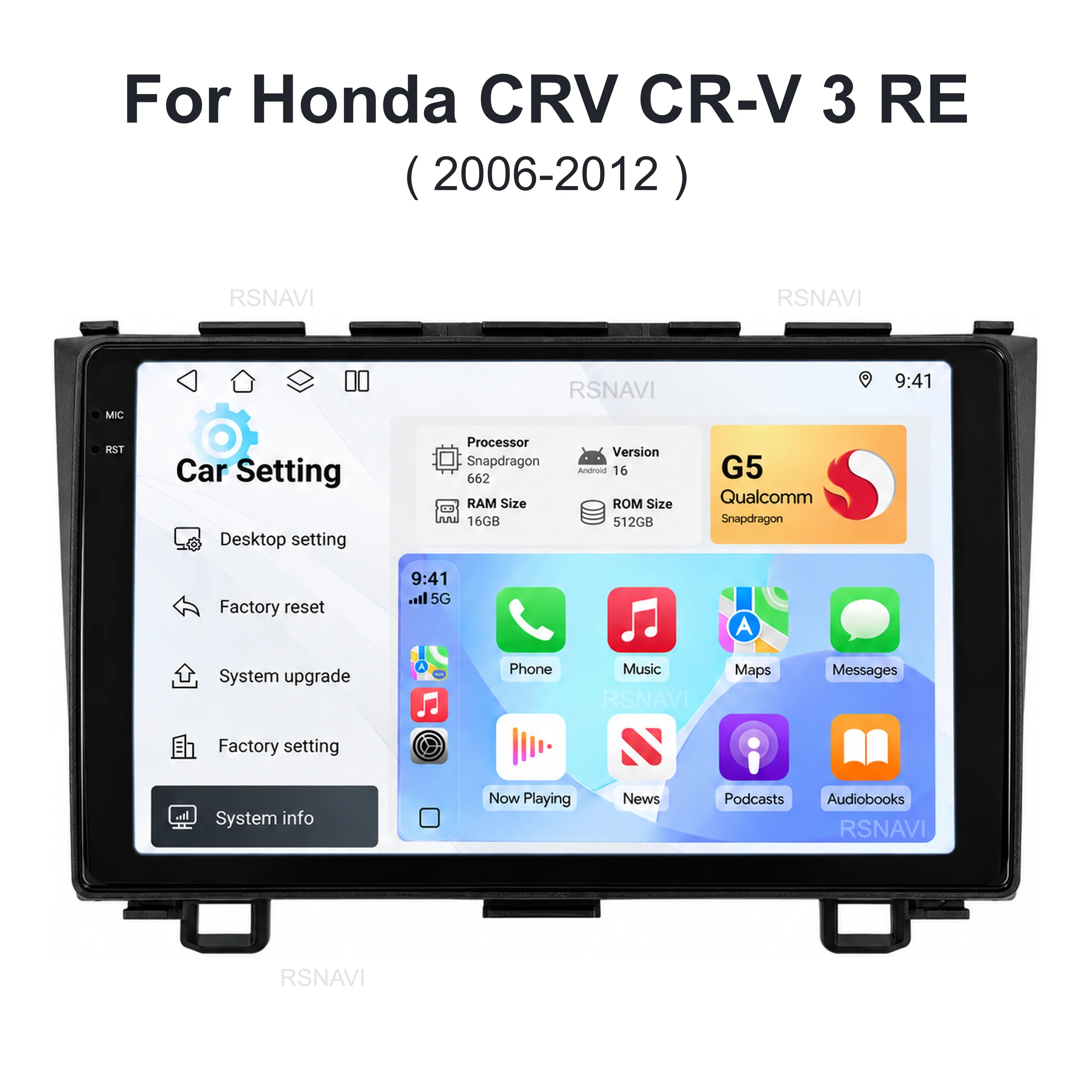 Android 16 Car Radio For Honda CR-V 3 RE CRV 2007-2011 Carplay Android Auto Qualcomm Car Stereo Multimedia Player 4G Wifi 48EQ