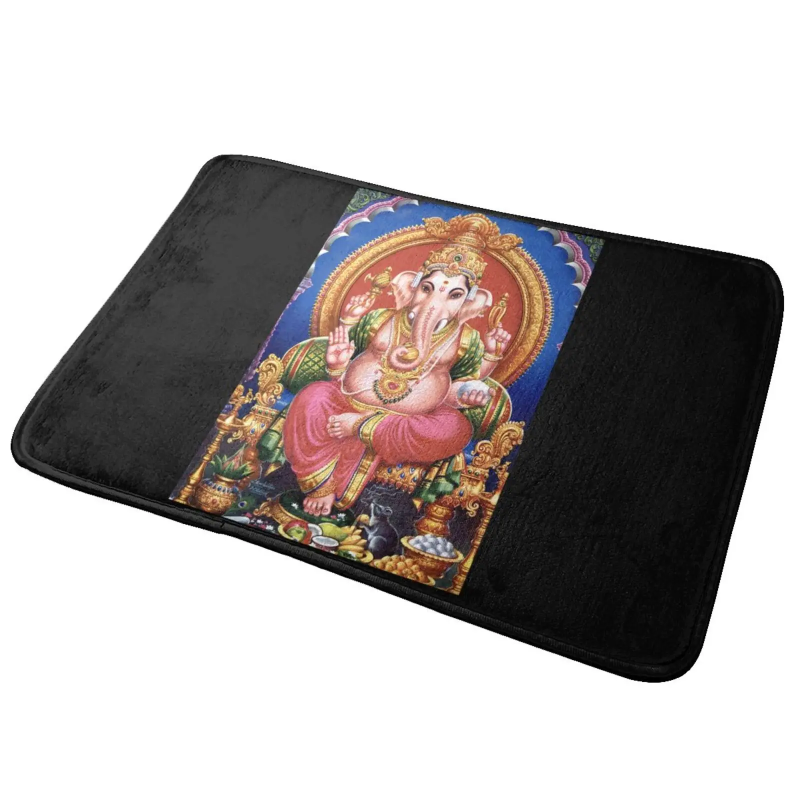 Lord Ganesh Shri Ganesh Hindu Lord Chakra Cool Mat Rug Carpet Decor Balcony Household Waterproof Bath Floor Mat