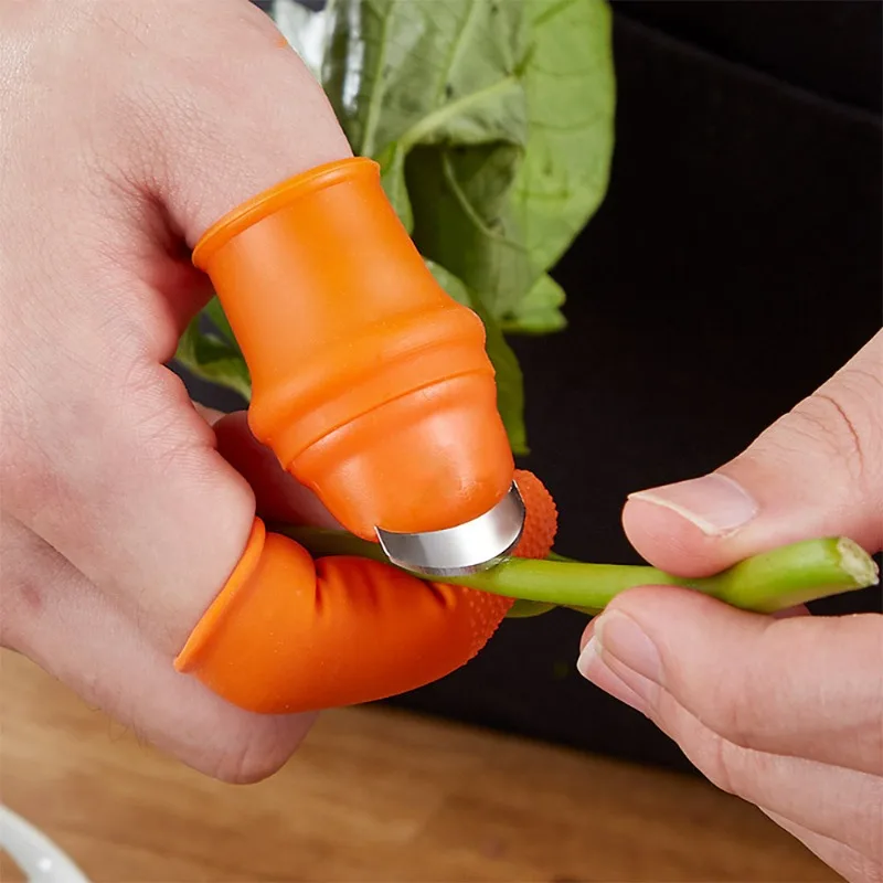 Finger Protectors Silicone Thumb Cutting Knife Protector Gears Vegetable Harvesting Knife Pinching Plant Blade Scissors Gloves images - 6