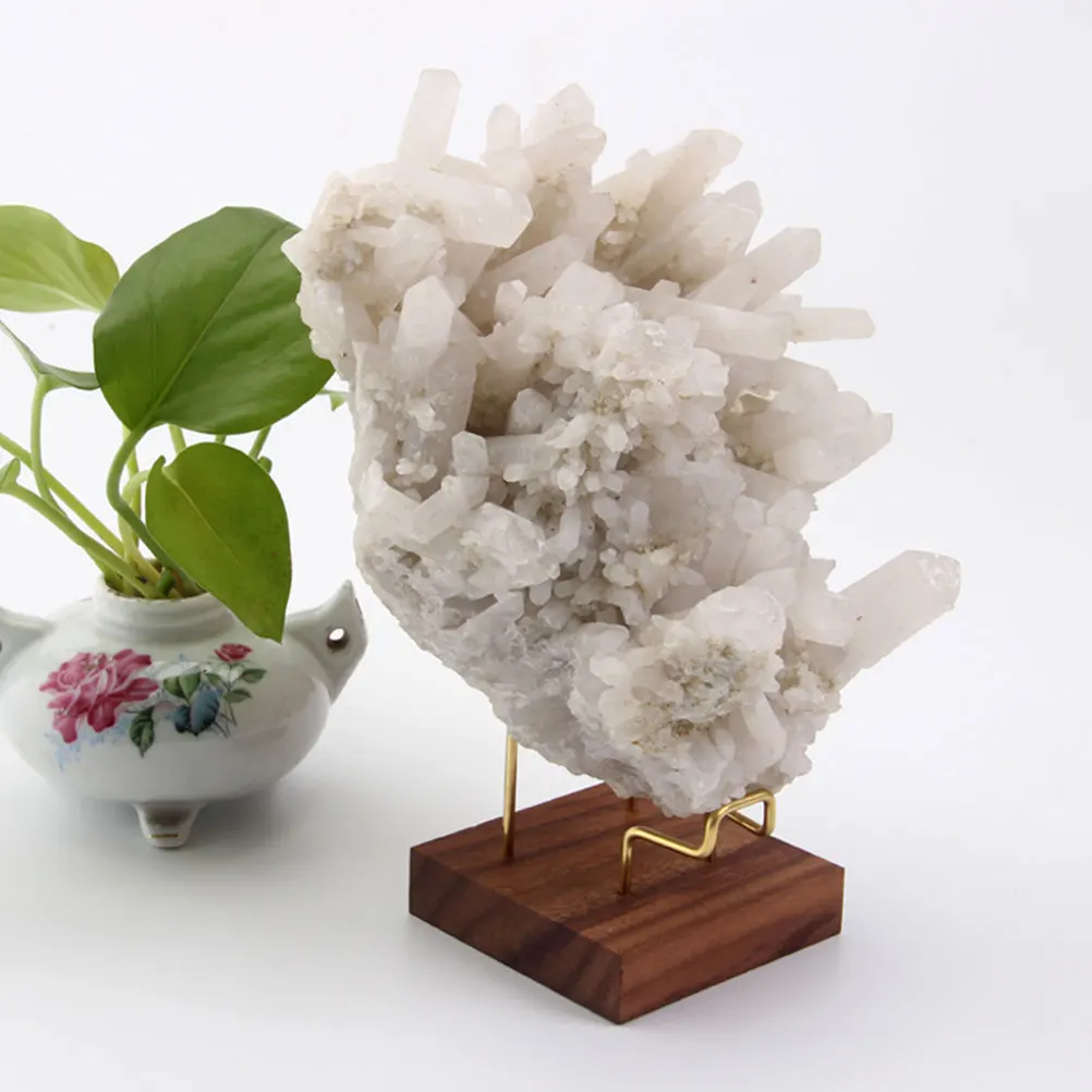 

Display Stand Rack Mineral Crystal Small Collections Wood Base Copper Sphere Holder Lightweight Home Office Decor