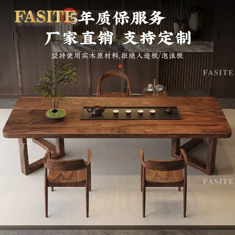 For South American Walnut Large Long Desk Tea Table Integrated Office Study Table and Chair Solid Wood Long Board Table