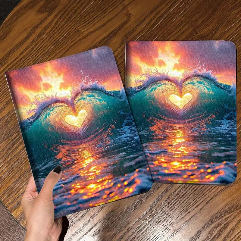 Heart Spray Sunset For iPad Pro Mini Air 1 2 3 4 5 6 7 10 11 th 8 9 gen 11 M4 M5 Foldable Tablet Case Cover