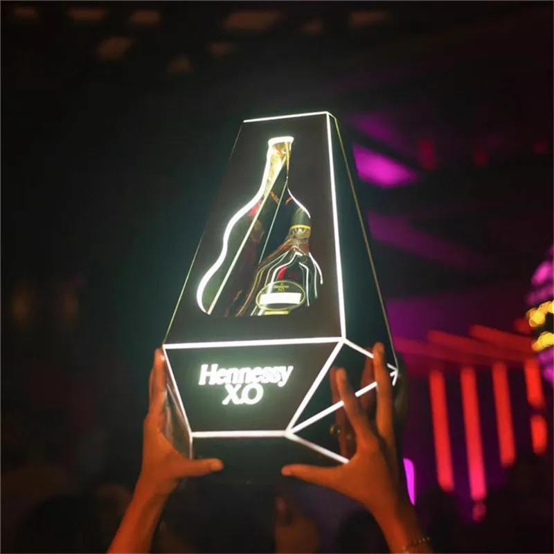 High-End Bespoke LED Bottle Display RackHENNESS Y XO RECHARGEABLE LED BOTTLE PRESENTER For NIGHTCLUB BAR