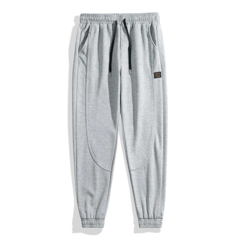 Casual Pants for Men Autumn and Winter Elastic Waist Full Length Solid Color Patchwork Loose Pants Male Korean Daily Sweatpants