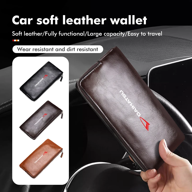 Cartera larga para hombre, tarjetero con cremallera, para Daihatsu Feroza Charade Rocky Harga Ayla Sigra Hijet Mira