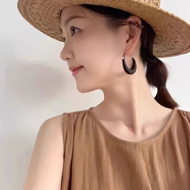 

Jenny&dave Moon Shadow Black Wood Sandalwood Earrings 2026 Women's Earrings Ear Cuffs