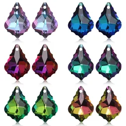 10Pcs 15x22mm Single Hole Charms Crystal Baroque Pendants Maple Leaf Shape Glass Beads for DIY Jewelry Making Necklace Earrings