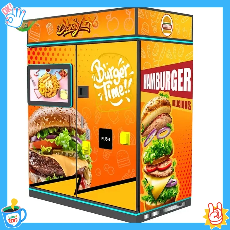 Commercial Automatic Burger Vending Machine Multifunctional Self Service Fast Food Snack Vending Equipment For Business Use