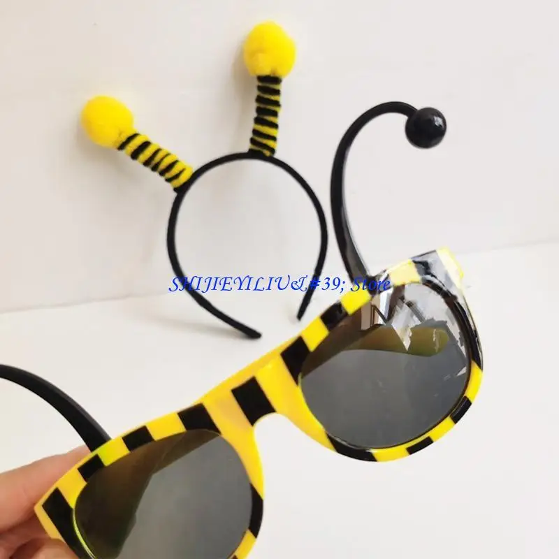 

E21F Обруч для очков в форме пчелы, набор очков, повязки на голову с щупальцами, повязки для волос в виде пчелы, обруч для волос