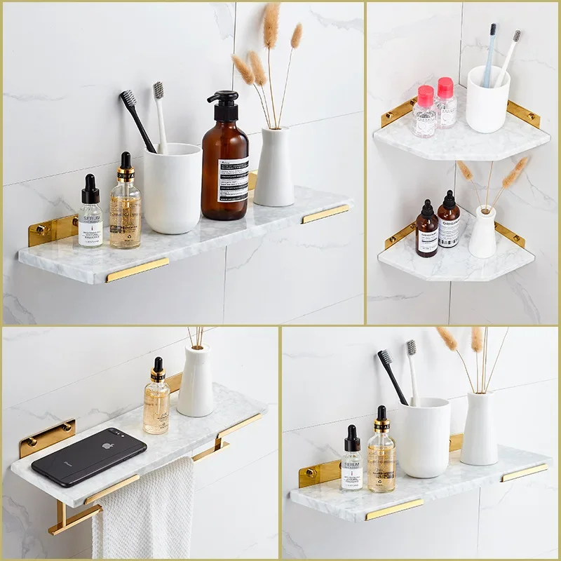 Einzigartiges Design Marmor Bad zubehör Gold Bad Handtuch halter Set
