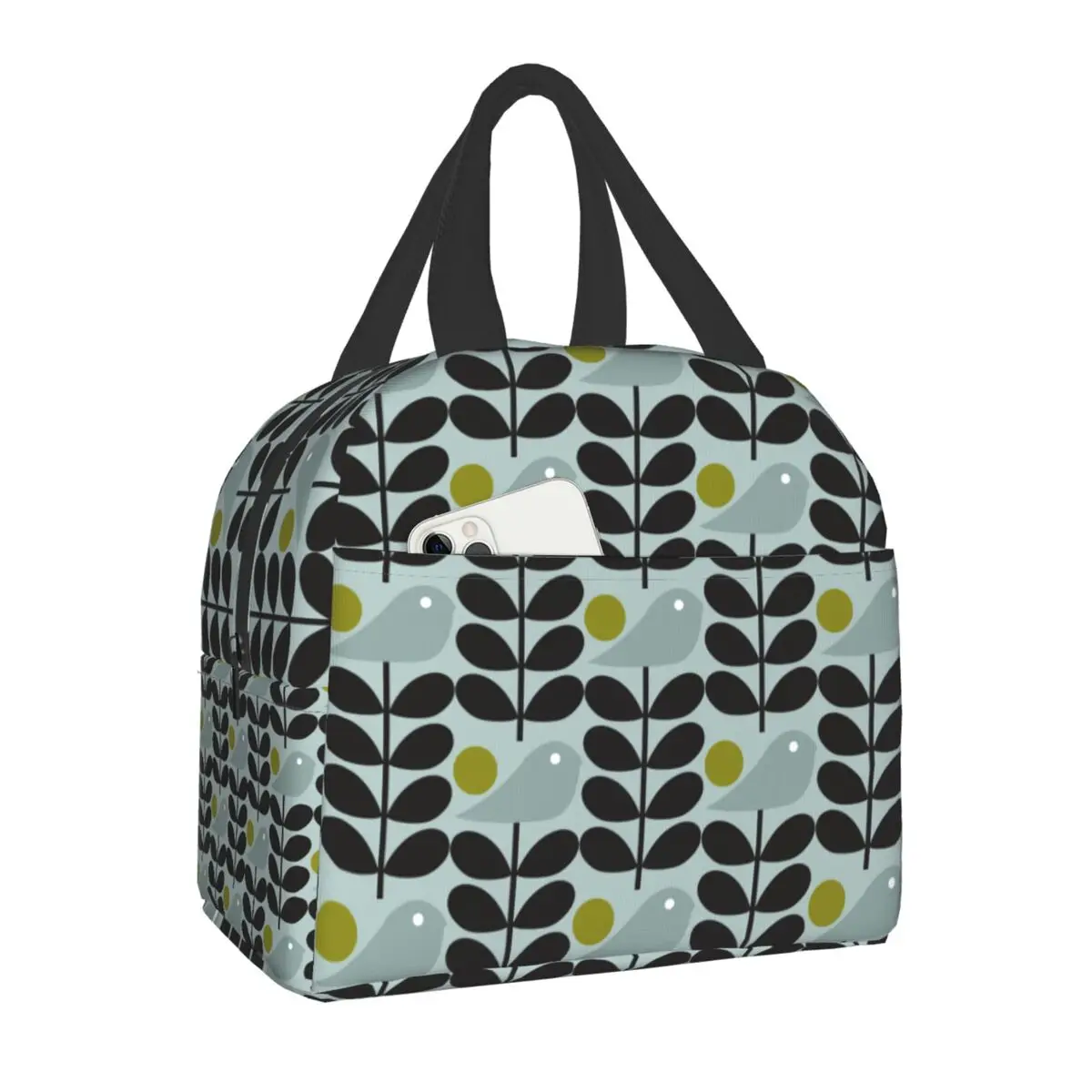 

Orla Kiely Birds Insulated Lunch Bags for Women Scandinavian Flowers Portable Cooler Thermal Food Lunch Box Work School Travel