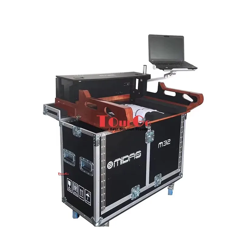 Flight Case Flip Version for MIDAS M32 Mixer Plus 2x 2HE Drawers With Laptop Bracket Holder Arm