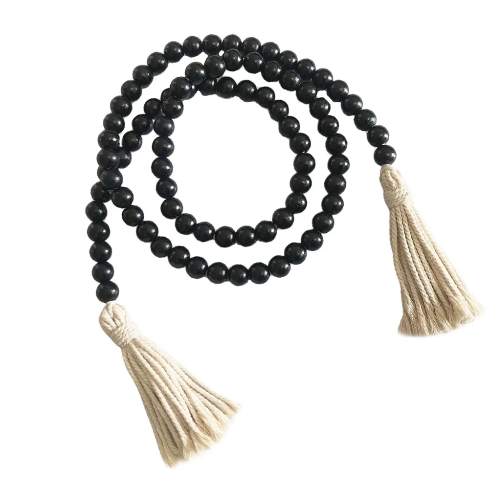 

1Pcs Wooden Bead Wall Ornament Natural Hemp Rope Hanging Decor for Living Room Bedroom DIY Home Wall Pendant Nordic Interior