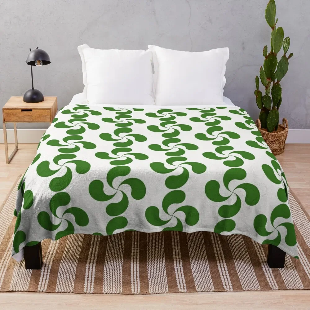 

Green Basque Cross Lauburu Euskadi Throw Blanket All Weather Soft Throw Blanket for Sofa