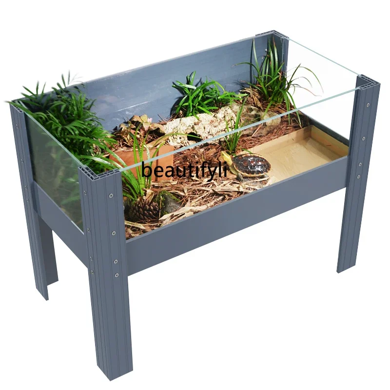 LHY26 ss CXH Feeding Glass Cylinder Semi-Water Yellow Border Turtle Landscape Plants Culture Box Houses
