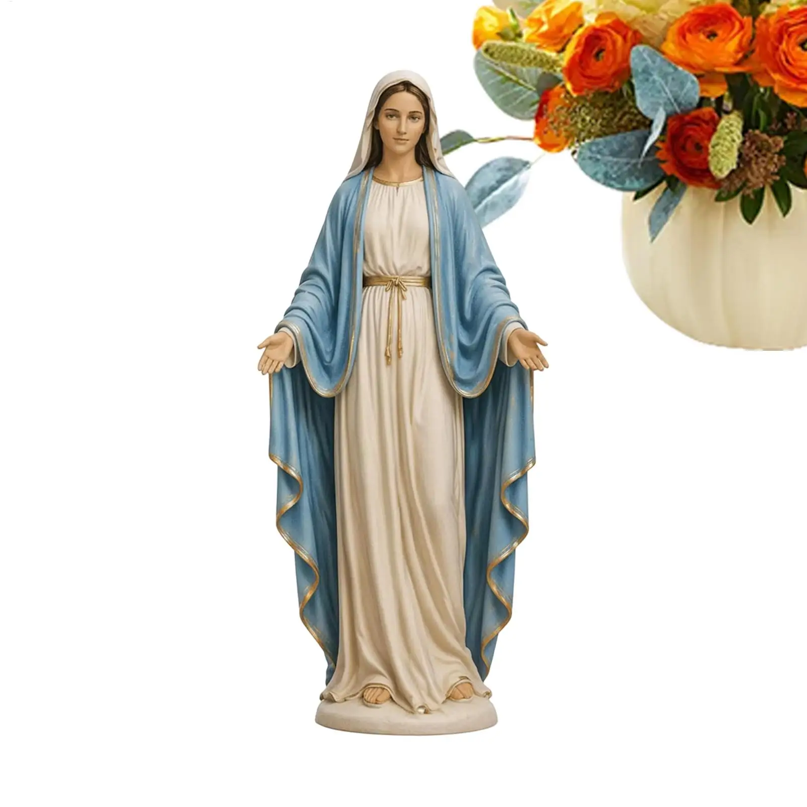 Estátua Colecionável de Resina da Virgem Maria: Imagem Religiosa Icônica da Senhora Abençoada, Ornamento para Presente Cristão e Decoração Sagrada para Casa
