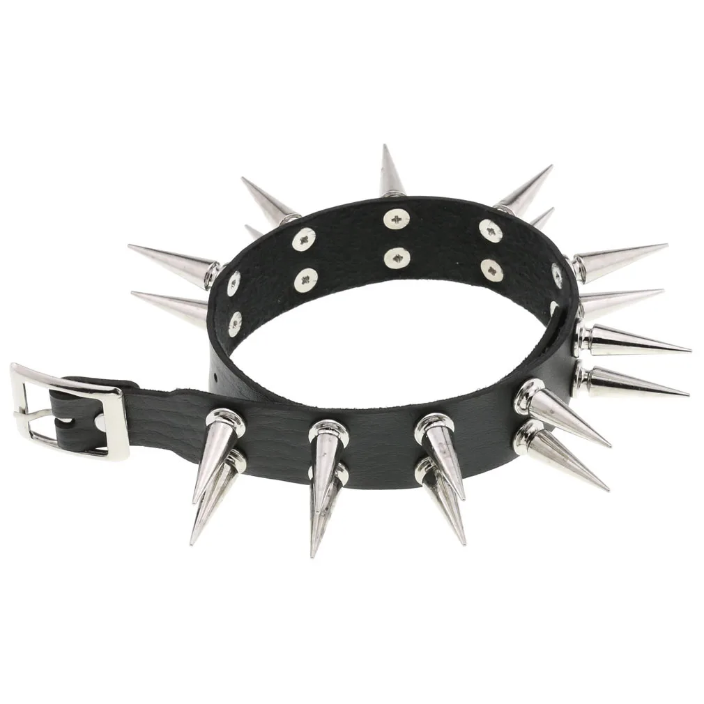 New Emo Spike Choker Punk Collar Female Women Men Black Leather Studded Rivets Chocker Necklace Goth Jewelry Gothic Accessories