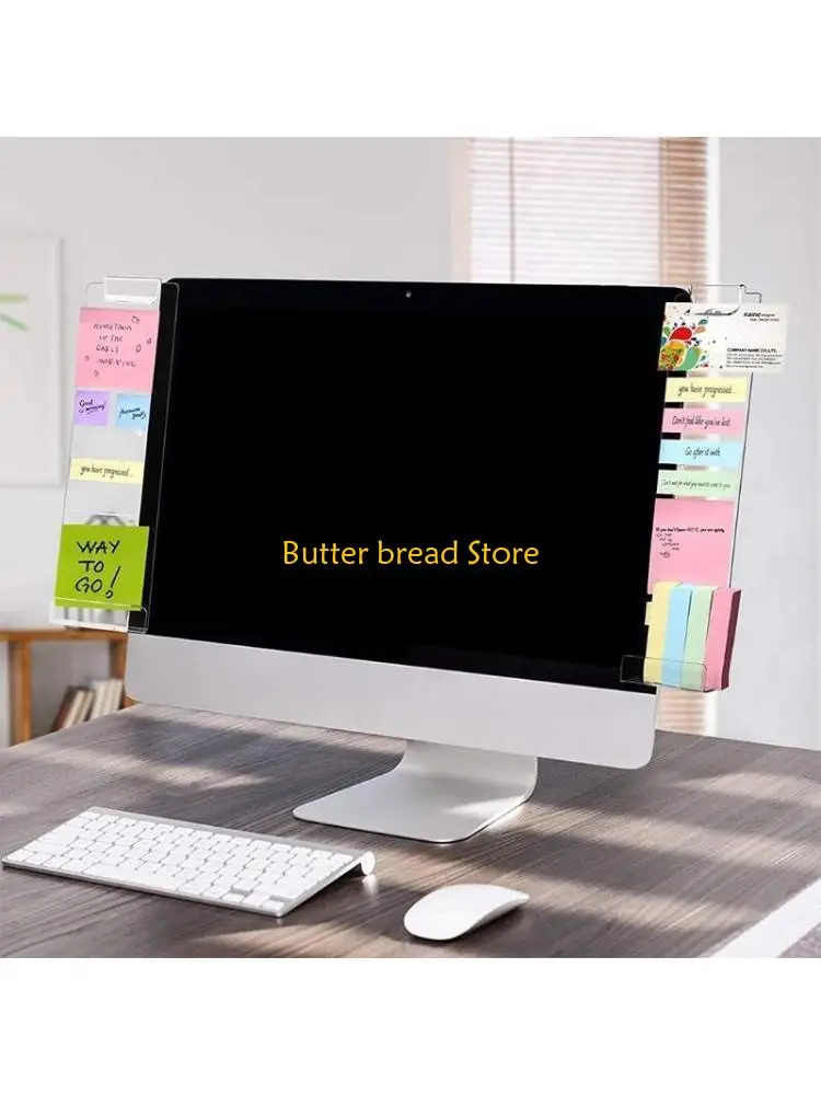 W89C 2PCS(Left & Right) Transparent Monitor Sticky Note Board Clear Color Acrylic Panel Monitor Sticky Note for Computer