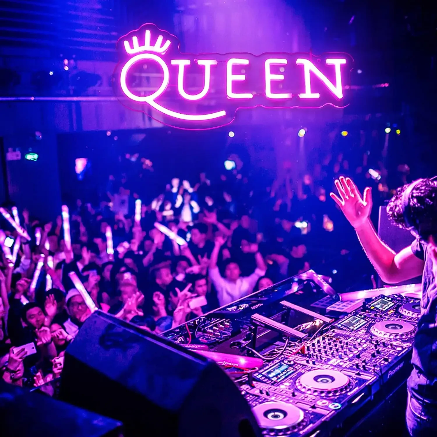 Crown Queen LED Neon Light Letter Pink Neon Lights Wall Decor for Bedroom Shop Apartment Dorm Birthday Party Wedding Gift
