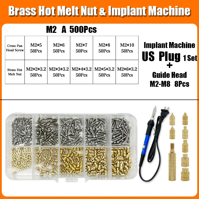 Messing Hot Melt Gewinde einsatz Mutter Eisens pitze 3D-Drucker Zubehör Heiz mutter Edelstahl Schraube Schraube Einst eck mutter Kit m2 m2, 5 m3 m4 – Detail 13