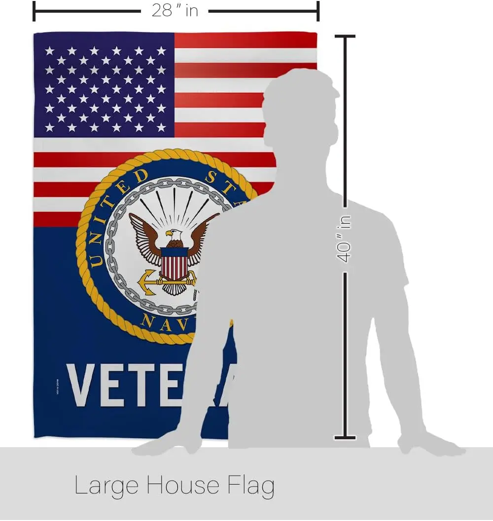 US Navy Veteran House Flag - Armed Forces USN Seabee United State American Military Retire Official - Decoration Banner Small Ga