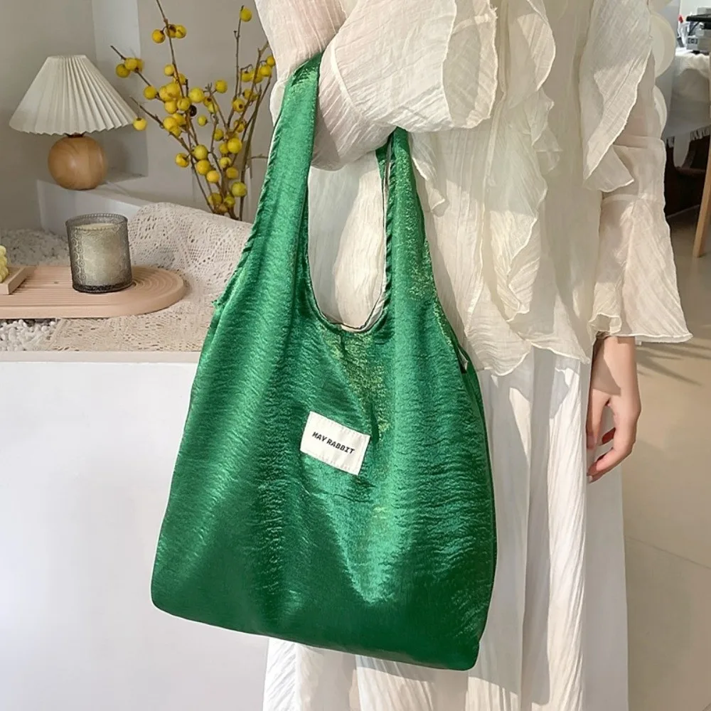 

Trendy Large Capacity Satin Silk Tote Bag Elegant Luxury Simple Shoulder Bag Lightweight Versatile Underarm Shopping Bag Casual