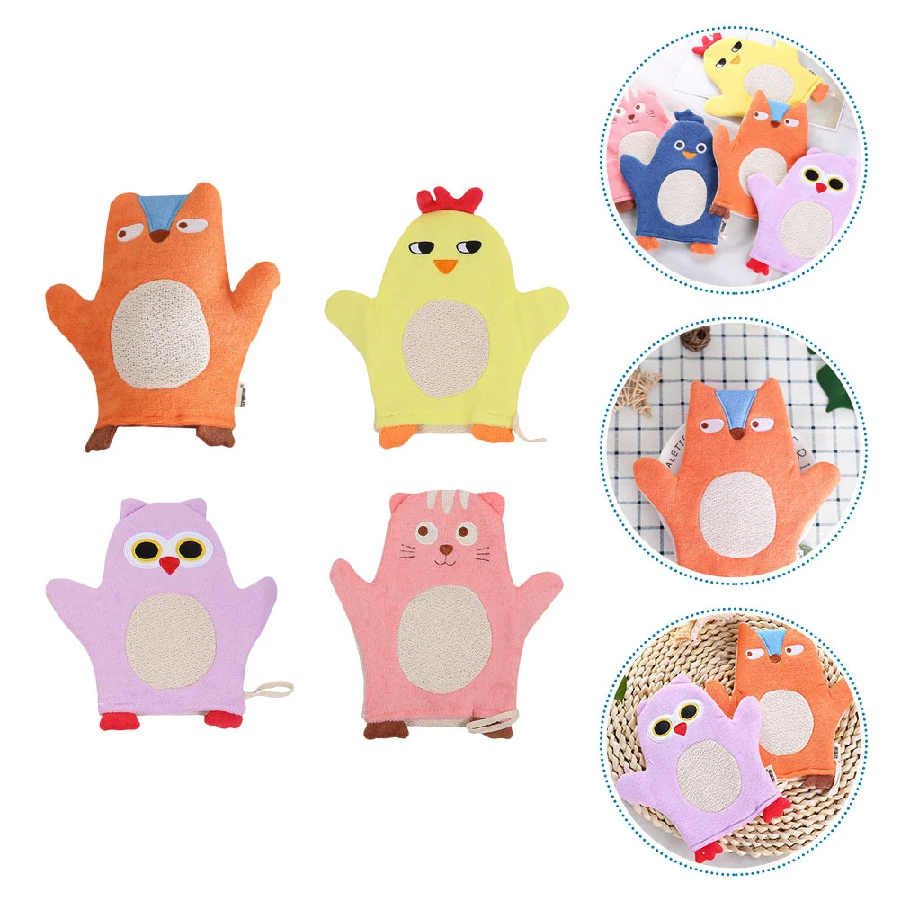 

Kids Bath Mitt Baby Towel Gloves Scrubber Practical Mud Cartoon Towels Colorful Rubbing Sponge