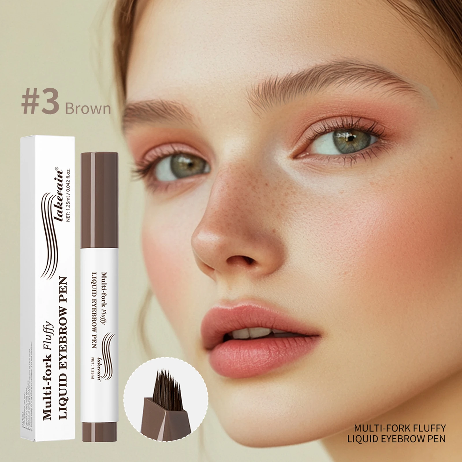 MLSMILE 4 couleurs stylo à sourcils étanche 4 fourchettes pointe sourcil cosmétique longue durée naturel brun foncé liquide crayon à sourcils