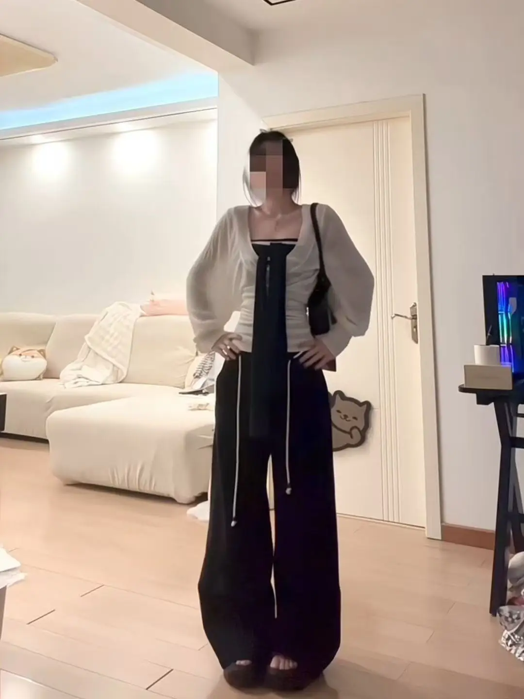 السراويل النسائية الفضفاضة الربيع الشيفون مطوي فلوي خفيفة الوزن واسعة أرجل أنيقة الكورية على غرار بساطتها الحضرية تخفيف الراحة BF #2