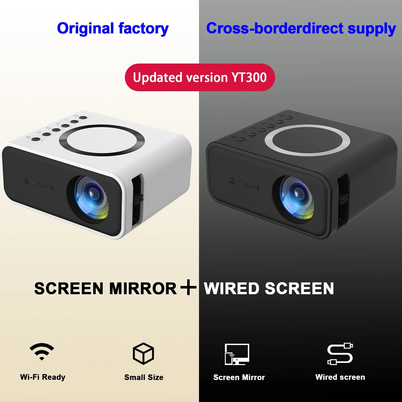 Mini Portable Projector Full High Definition 1080P LED Projector Home Theater Movie Projector for IOS for Android Laptop Black