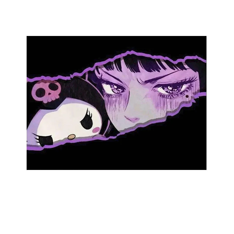 سانريو Charcats الكرتون Kuromi المطبوعة نسيج أبيض وأسود نسيج فتاة غرفة الجدار الشنق الديكور هدية تزيين المنزل