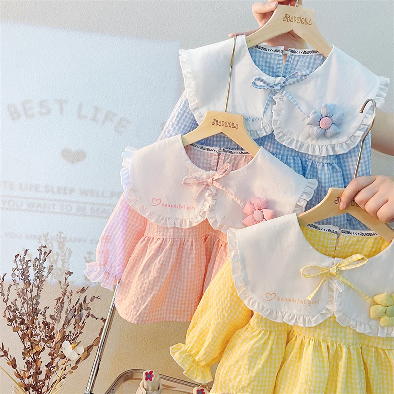 Baby Girls Clothing Sets 2022 Autumn Kids Outfits Toddler Infant Lace Floral Tops Jeans 2 Pcs Suit Children Princess Clothes