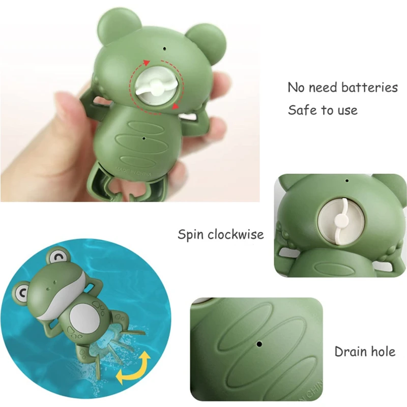 Hot Baby Bath Toys For Children New Baby Bath Swimming Bath Toy Cute Frogs Clockwork Bath Toy Swimming Water Clockwork Toys 2023