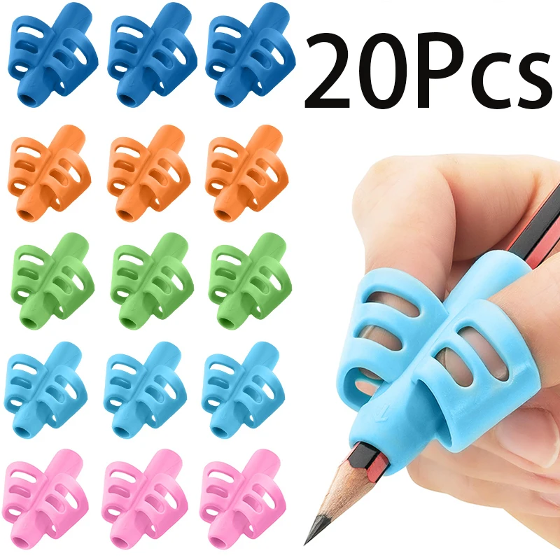 

20Pcs Kids Pen Holder Silicone Baby Learning Writing Tool Correction Device Toddler Pencil Grasp Writing Aid Hold Stationery