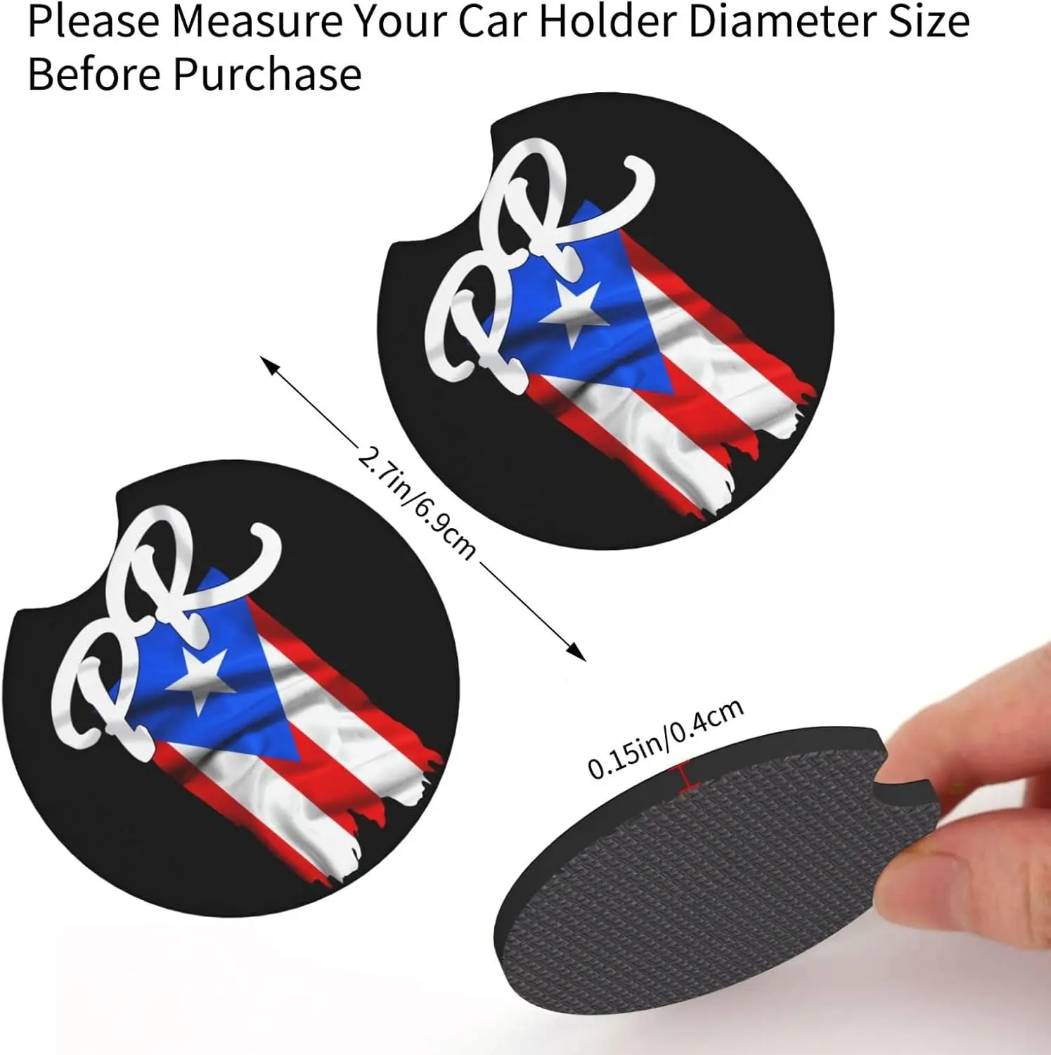 Puerto Rico Flag Pr Puerto Rican Boricua Pride Car Cup Coaster 2pcs Universal Non-Slip Cup Holders Cup Mats Car Accessories