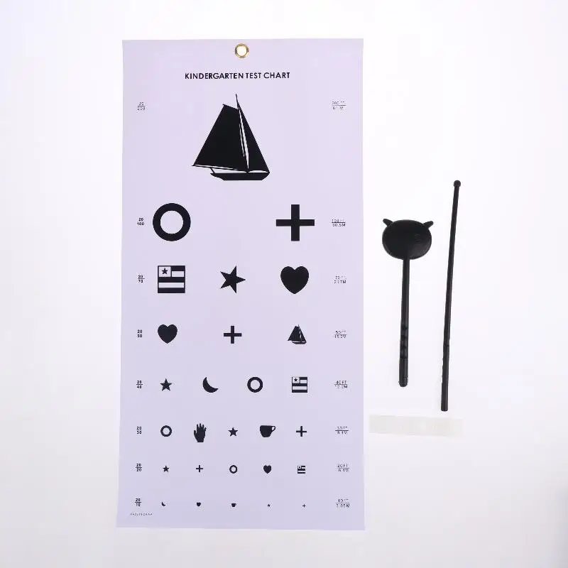 PVC Snellen Eye Chart Kindergarten Low Vision Eye Test Charts Eye Exam Tool With Point Stick Occluder