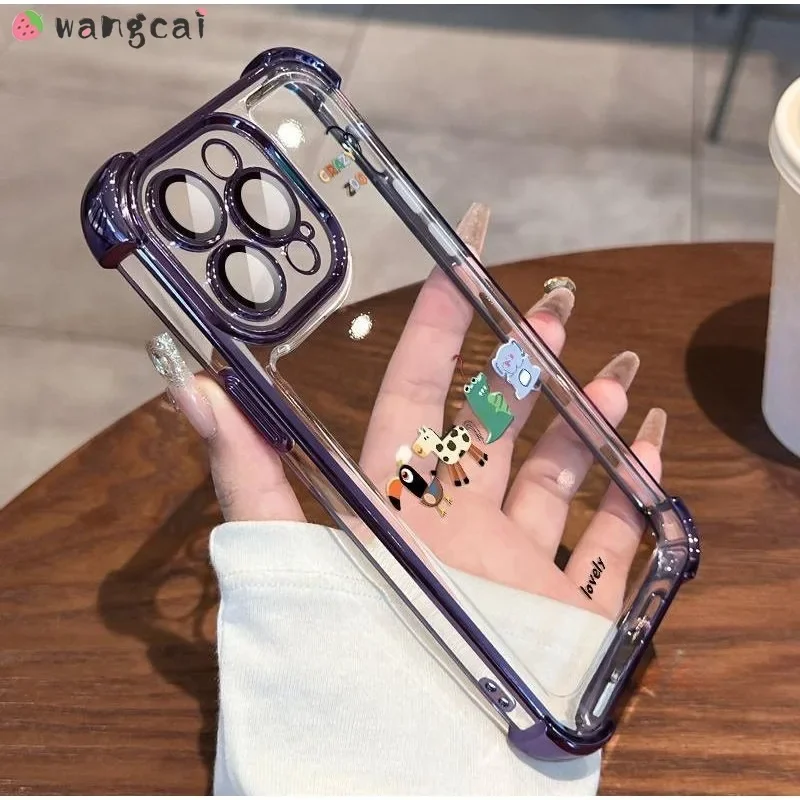 For Motorola MOTO G84 G54 G52 G30 G20 G10 iTEL A70 Phone Case Transparent Plating Four Corners Anti-Fall Couple Cute Soft Cover