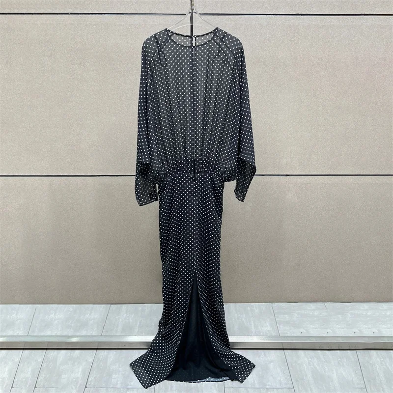 Picture 3: Women's dress New round dot printed long dresses for autumn 2025 Sexy semi transparent floor length dress Elegant party dresses