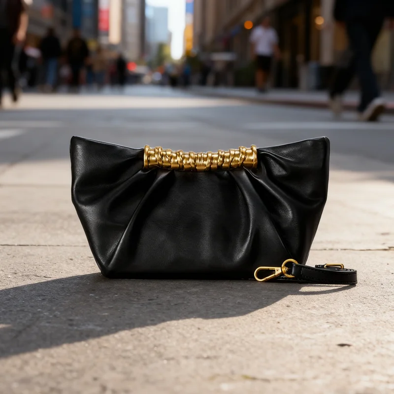 

Fashion Banquet Bag Luxury Brand Design French Pleated Cloud Bag Metal Clip Bag High-end Simple Women Shoulder Bag Crossbody Bag