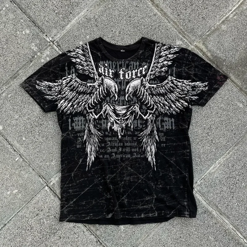 

Y2K Tshirt New Harajuku Retro Hip Hop Kawaii Oversized T shirt Mens Womens Short Sleeved Gothic Clothing Tops Streetwear