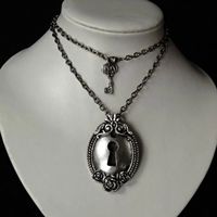 1 Pc Fashion Key Lock Gothic  Personality Antique Silver Color Multi Layered  Necklace Women Daily Party