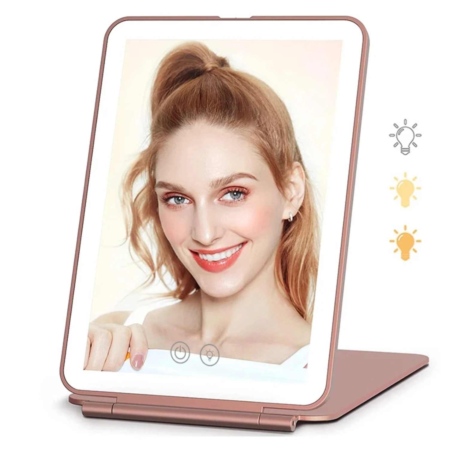 Rechargeable LED Light Travel Vanity Mirror with 10x Magnification, 3 Color Options - Portable Makeup Mirror for Flawless Applic