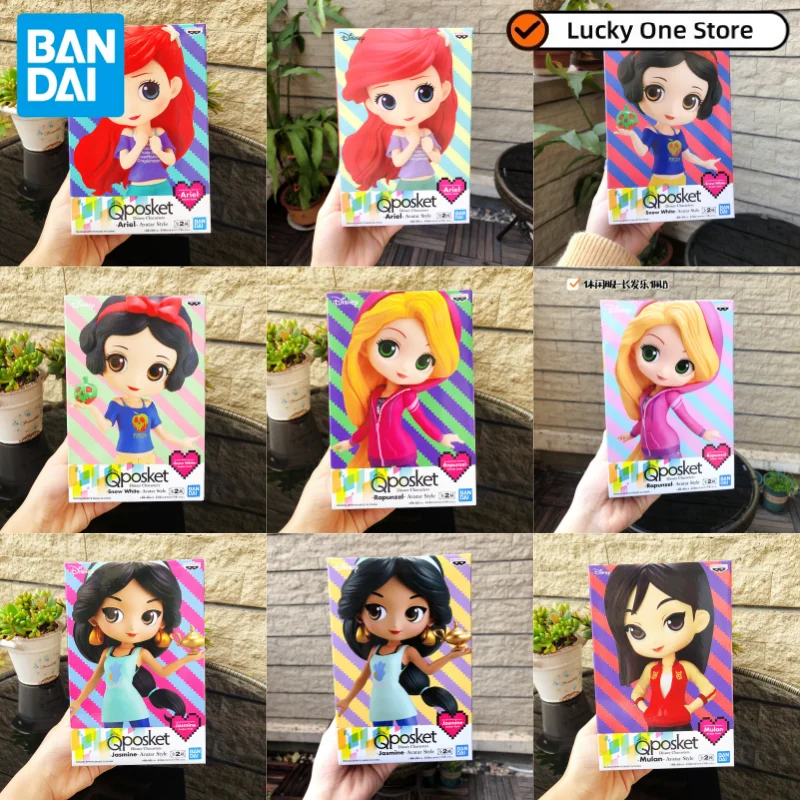 Bandai Qposket Disney Princess Action Figure Casual Wear King Ariel Snow White Jasmine Invincible Destruction Collectible Toy
