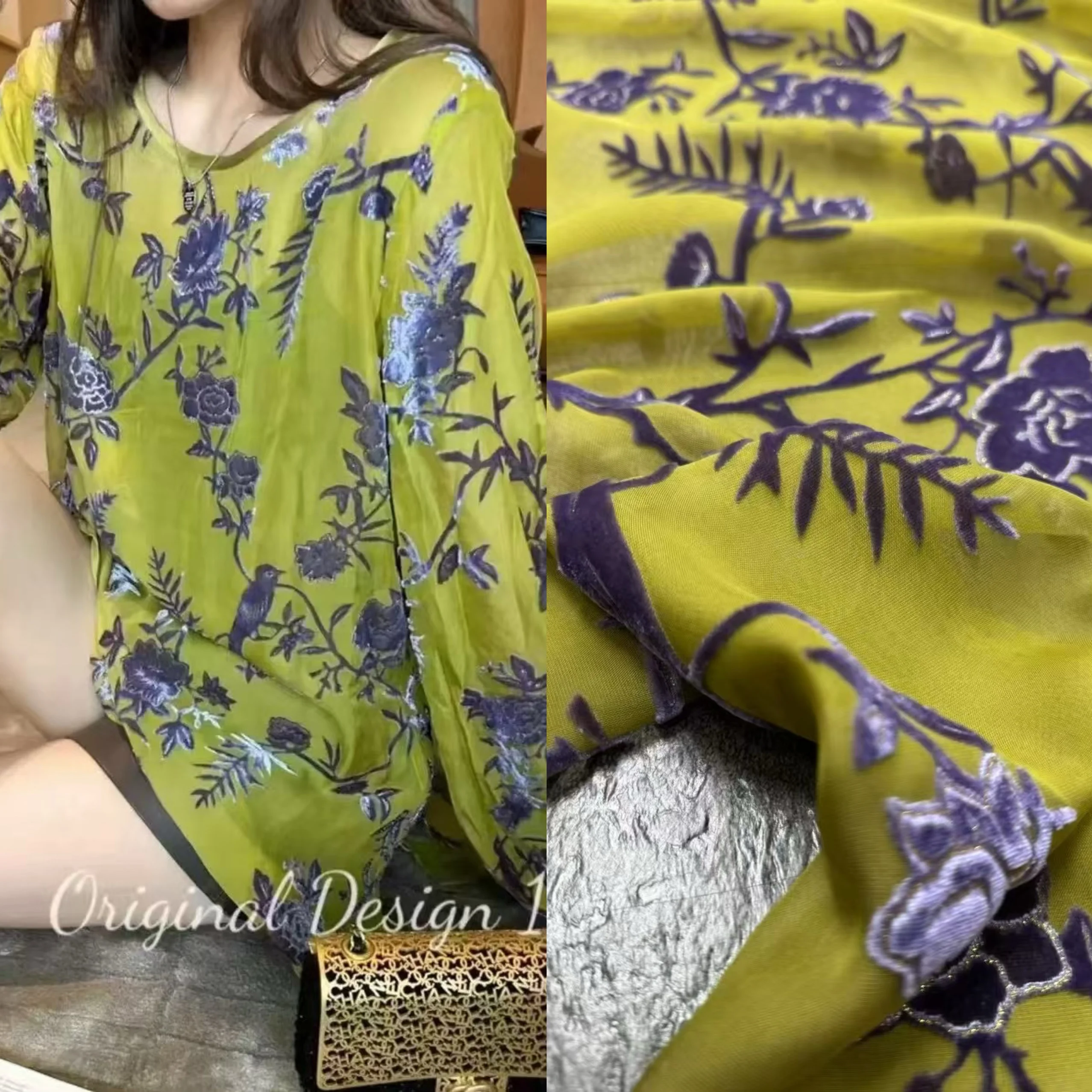 

Новое желтое шелковое платье из жоржета из бархатной ткани из шелкового шелка шелковицы