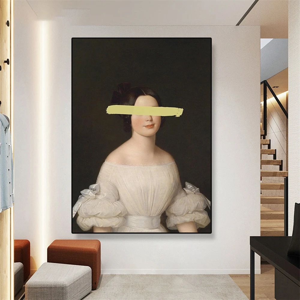 Funny Altered Art Portrait Prints Surreal Art Altered Oil Painting Poster Graffiti Urban Vintage Art Picture Living Room Decor