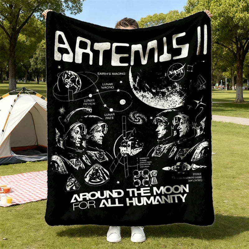 Artemis II Mission Flannel Blanket, Space Flannel Throw, Artemis II 2026 Rocket Launch Cozy Blanket, Space Exploration