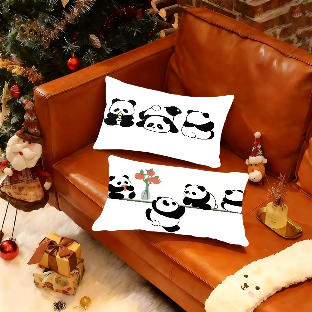 Cute Black and White Panda Kawaii cushion cover Rectangle Pillow Case Printing Bedside Sofa Room Home Decoration Pillowcase