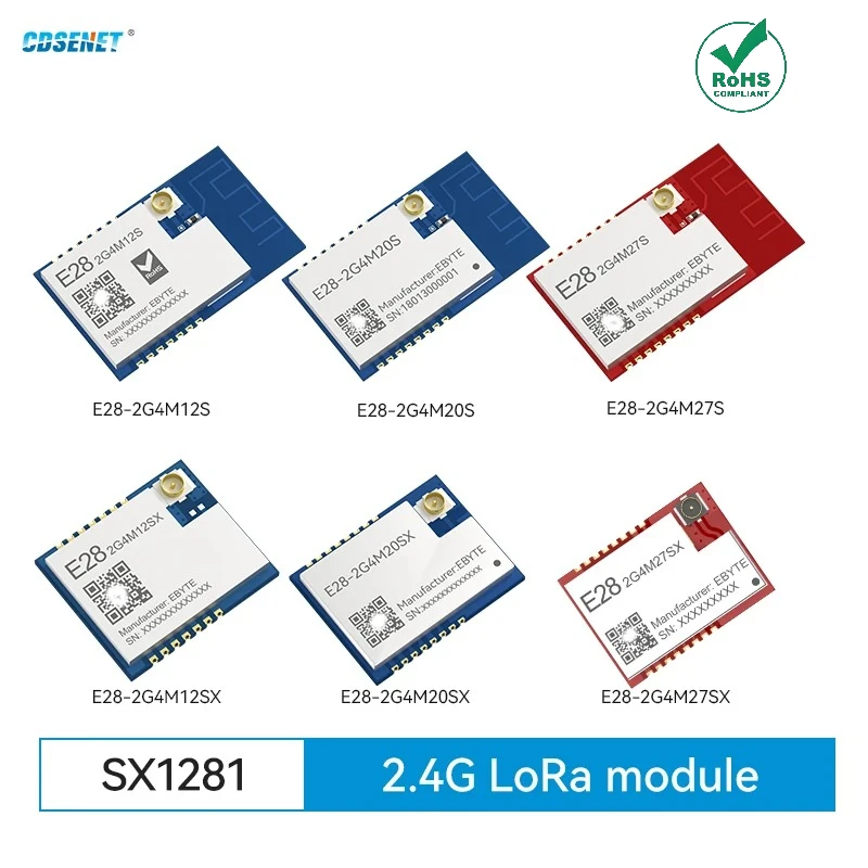 2.4G SX1281 Lora SPI Wireless RF Module CDSENET E28-2G4M 12-27dbm 3-8KM Compatible BLE High Speed Lora SMD PCB PA+LNA GFSK FLRC