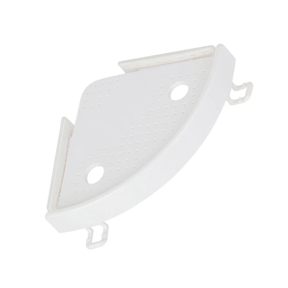 

Triangle Storage Rack White Corner Shelf Wall Mounted Punch Free Bathroom Kitchen Organizer Practical Holder Shelves Space Saver
